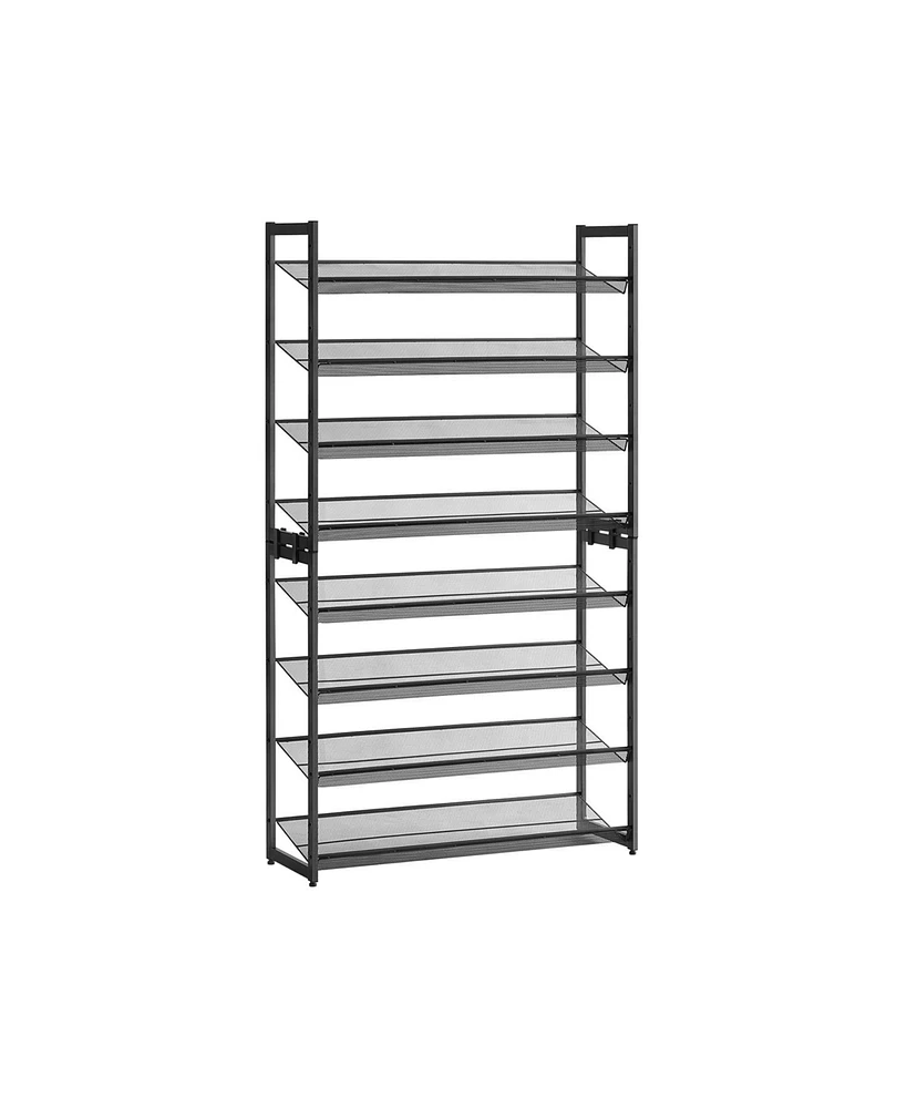 Slickblue 8-Tier Shoe Rack, Set of 2 Stackable 4-Tier Organizers, Metal Mesh Shelf Storage