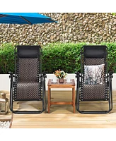 Inolait Sugift Folding Rattan Zero Gravity Lounge Chair with Removable Head Pillow