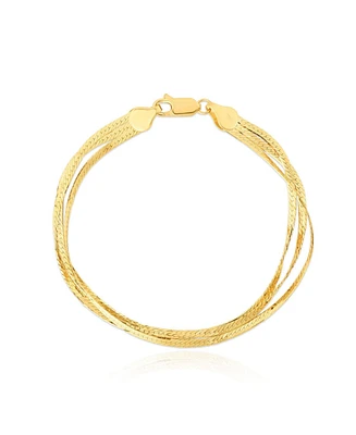 The Lovery Triple Strand Herringbone Bracelet 14K Gold