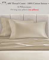 Pillowcase Set - 400 Thread Count, 100% Cotton Sateen, of 2 Pillow Covers, Breathable, Cooling