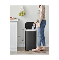 Slickblue Stainless Steel Step Trash Can With Hinged Lid