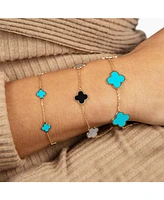 The Lovery Mini Turquoise Clover Bracelet 14K Gold