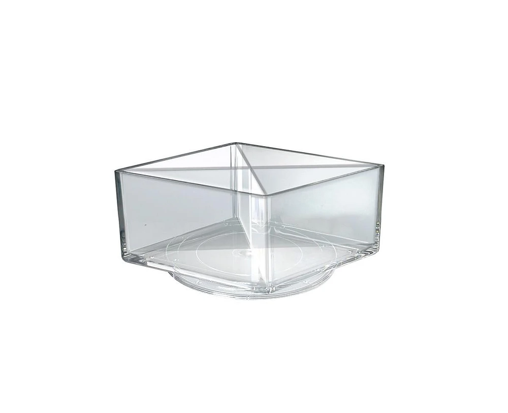 Azar Displays Deluxe Clear Square Bin Four Compartment Revolving Desk Organizer 8"W x 8"D x 4"H, Gift Shop