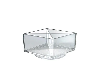 Azar Displays Deluxe Clear Square Bin Four Compartment Revolving Desk Organizer 8"W x 8"D x 4"H, Gift Shop