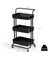 Sugift 3-Tier Utility Cart Storage Rolling with Casters