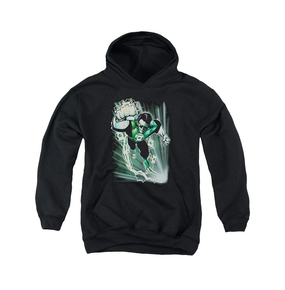 Justice League Boys of America Youth Emerald Energy Pull Over Hoodie / Hooded Sweatshirt