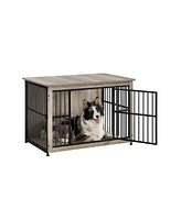 Slickblue Dog Crate Furniture, Side End Table, Modern Kennel for Dogs Indoor up to 70 lb, Heavy-Duty Cage with Enclosed Base, Double