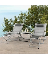 Inolait Sugift 5-Piece Patio Sling Chair Set Folding Lounge Chairs with Footrests and Coffee Table