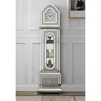 Streamdale Furniture Noralie Grandfather Clock with Led Mirrored & Faux Diamonds