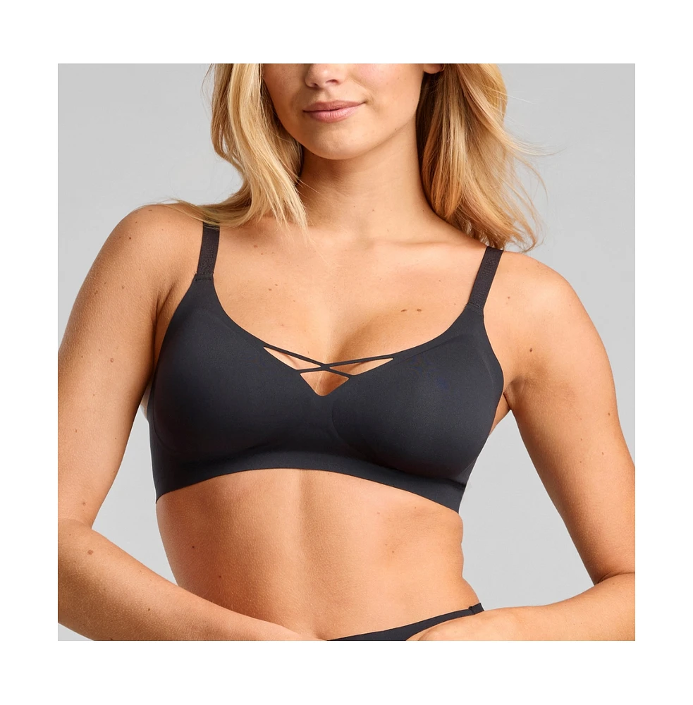 Siella Women's No-Show V-Neck Bra with removable pads