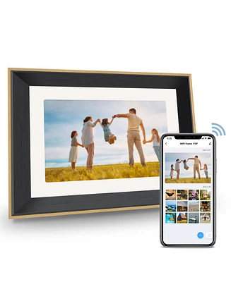 Eco4life 10.1" WiFi Digital Photo Frame with Photos/Videos sharing - with Wood Frame