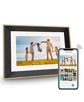 Eco4life 10.1" WiFi Digital Photo Frame with Photos/Videos sharing - with Wood Frame