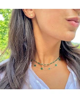 The Lovery Malachite Bar Necklace 14K Gold