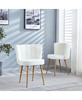 Streamdale Furniture White Dining Chairs(Set Of 2) With Wood Legs