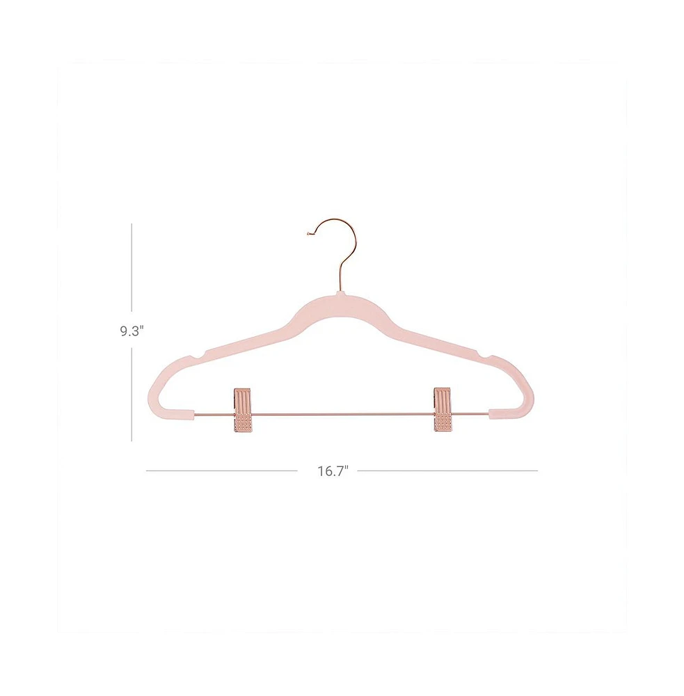 Slickblue 24-pack Velvet Hangers, Ultra Thin With Non Slip Rubber Coating, Movable Clips