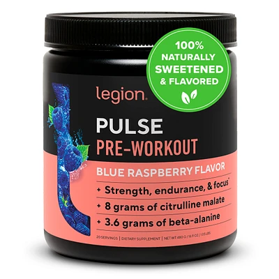 Pulse Natural Pre-Workout Supplement Caffeine-Free - Arctic Blast 20 Servings