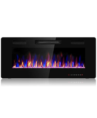 Slickblue 42 Inch Recessed Ultra Thin Electric Fireplace with Timer