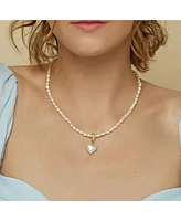 Bearfruit Jewelry Hope Cultured Pearl Necklace with Heart Shaped Charm Pendant