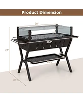 Costway Stainless Steel Barbecue Charcoal Grills with Seasoning Racks & Storage Shelf