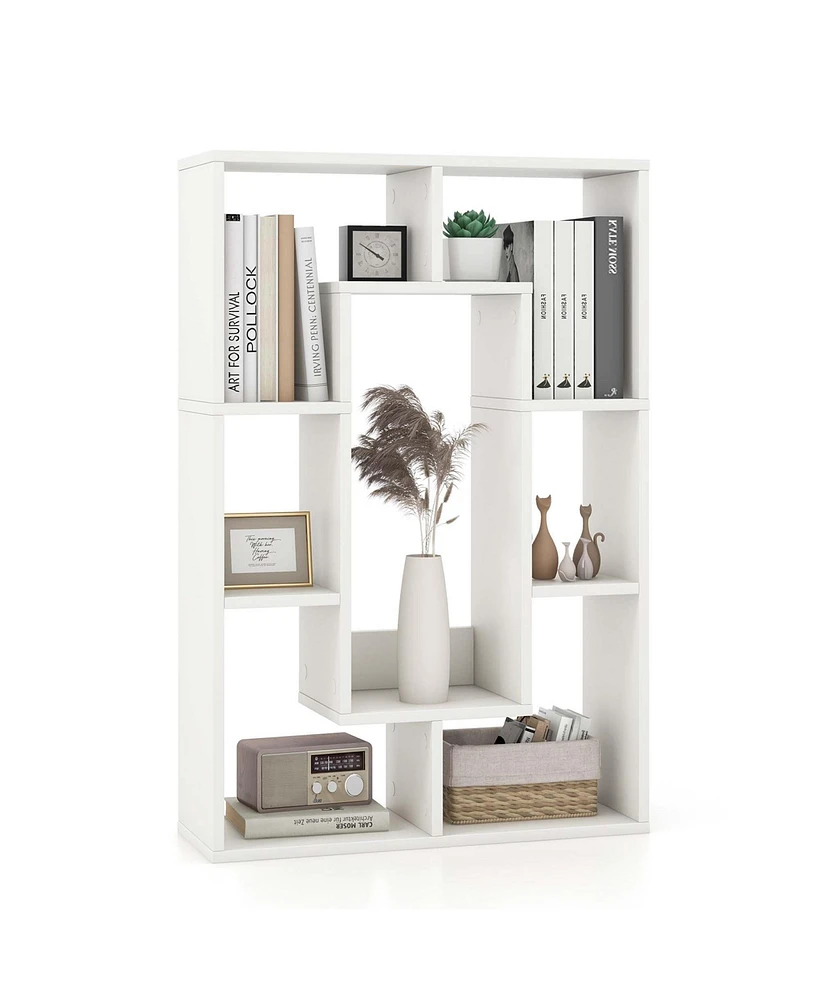 Costway 7-Cube Geometric Bookshelf with Anti-Toppling Device Modern Open Bookcase