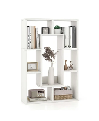 Costway 7-Cube Geometric Bookshelf with Anti-Toppling Device Modern Open Bookcase