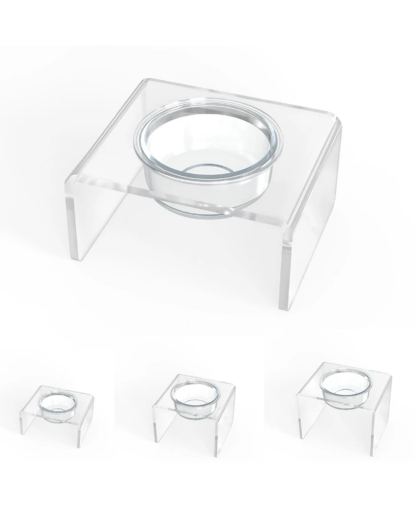 Clearly Loved Pets Modern Acrylic Glass Bowl Feeders, Standard Style, Single