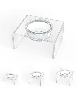 Clearly Loved Pets Modern Acrylic Glass Bowl Feeders, Standard Style