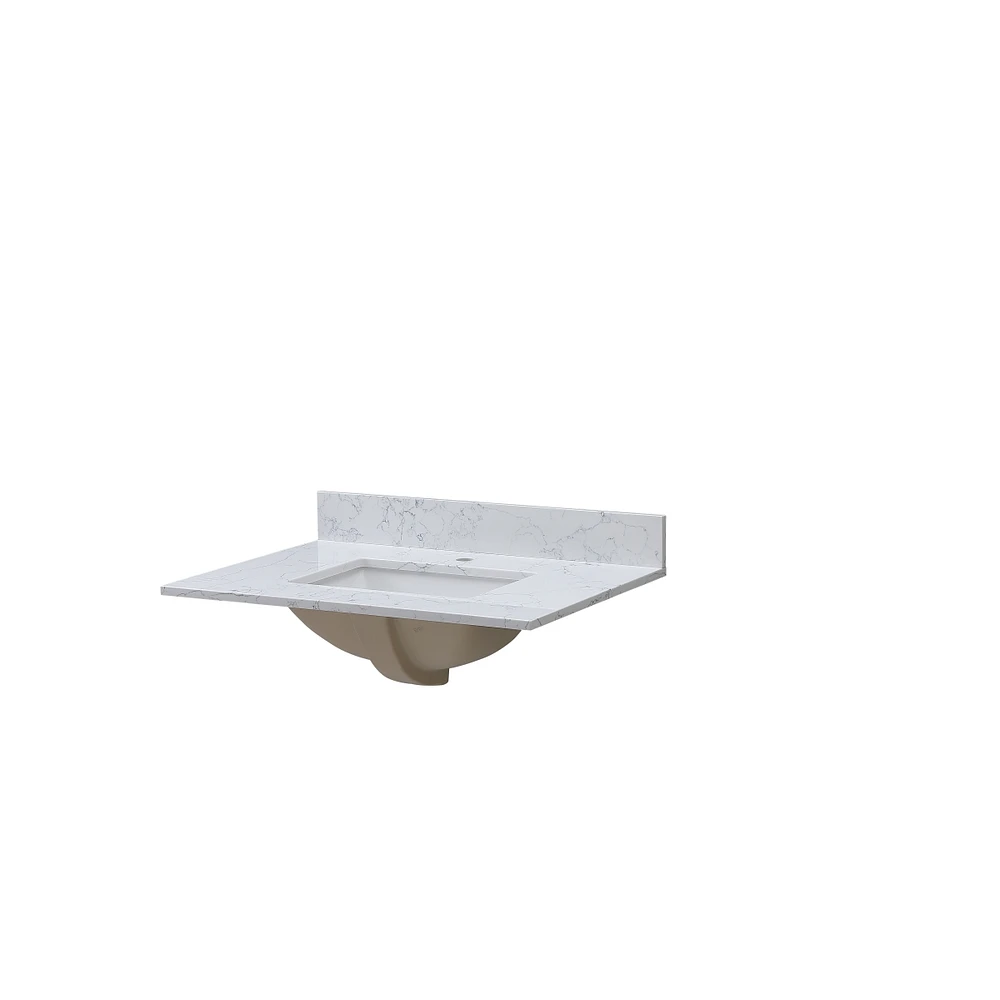 Streamdale Furniture 37 X 22 Bathroom Stone Vanity Top Carrara Jade Engineered Marble With Undermount Ceramic