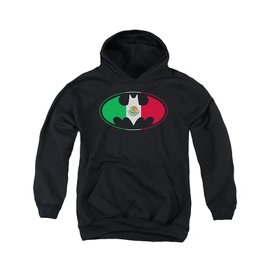 Batman Boys Youth Mexican Flag Shield Pull Over Hoodie / Hooded Sweatshirt