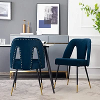 Streamdale Furniture Akoya Collection Modern, Contemporary Velvet Upholstered Dining Chair With Nailheads And Trim