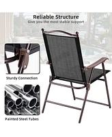 Sugift Set of 2 Patio Folding Sling Back Camping Deck Chairs