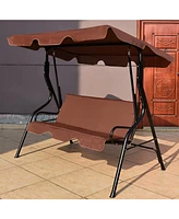 Vebreda 3 Seat Outdoor Patio Canopy Swing with Cushioned Steel Frame