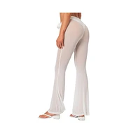 Edikted Women's Flo Sheer Mesh Flared Pants