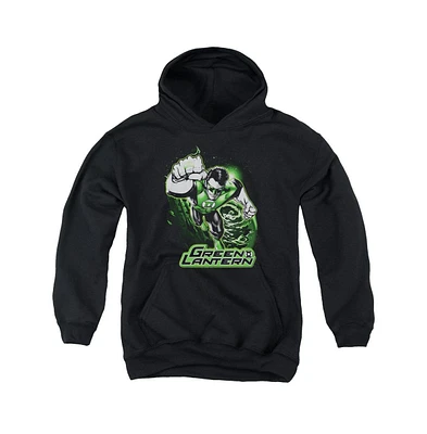 Justice League Boys of America Youth Green Lantern & Gray Pull Over Hoodie / Hooded Sweatshirt
