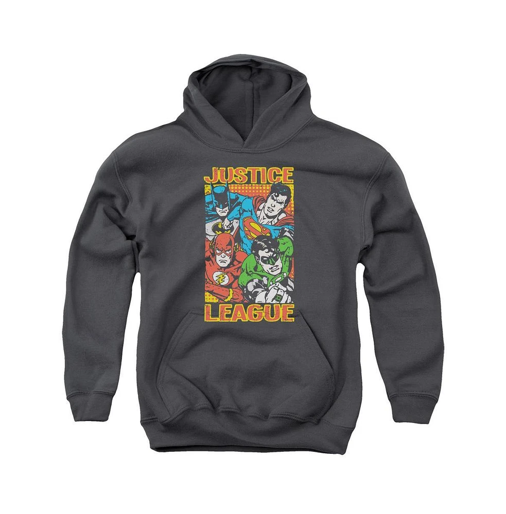 Justice League Boys of America Youth Hero Mashup Pull Over Hoodie / Hooded Sweatshirt