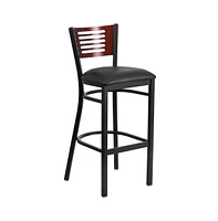 Emma+Oliver Decorative Slat Back Metal Restaurant Dining Barstool