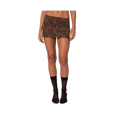 Edikted Women's Edin Leopard Print Mesh Mini Skirt