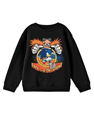 Sonic the Hedgehog Boys Bioworld Dr. Eggman "Back To The Checkpoint" Youth Black Crew Neck Sweatshirt