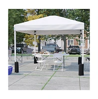 Emma+Oliver Outdoor Event/Tailgate Set With Pop Up Event Canopy With Wheeled Case, Bi-Fold Table And 4 Folding Chairs