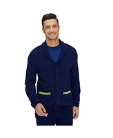 Bellemere New York Men's Navy Blue and Green Merino Cardigan