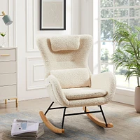 Simplie Fun Rocking Chair Nursery, Modern Rocking Chair With High Backrest