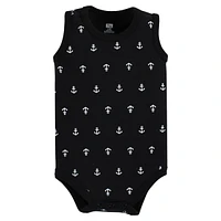 Hudson Baby Boys Cotton Sleeveless Bodysuits, Pirate Shark