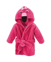 Hudson Baby Infant Girl Plush Bathrobe and Toy Set, Flamingo, One Size