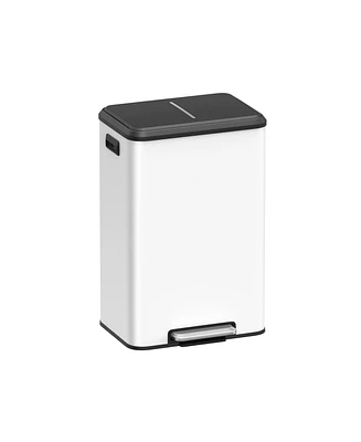 Slickblue Kitchen Trash Can, 10.5-Gallon Garbage Can with Lid and Wide Foot Pedal, Soft Close and Stays Open