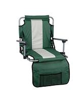Stansport Tubular Frame Folding Stadium Seat with Arms - Green/Tan