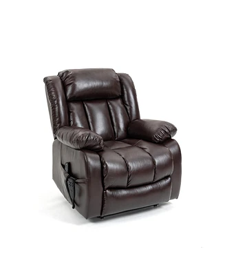 Simplie Fun Medium Brown Power Lift Recliner with Massage & Heating