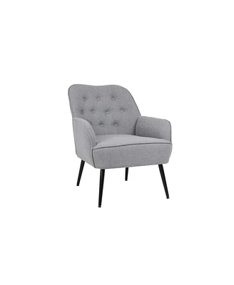 Streamdale Furniture Light Grey Velvet Armchair for Living Room/Office