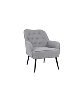 Simplie Fun Light Grey Velvet Armchair for Living Room/Office