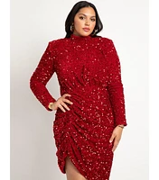 Eloquii Women's Plus Size Ruched Sequin Dress