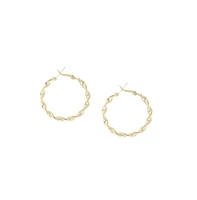 Sohi Women's Silver Twisted Hoop Earrings